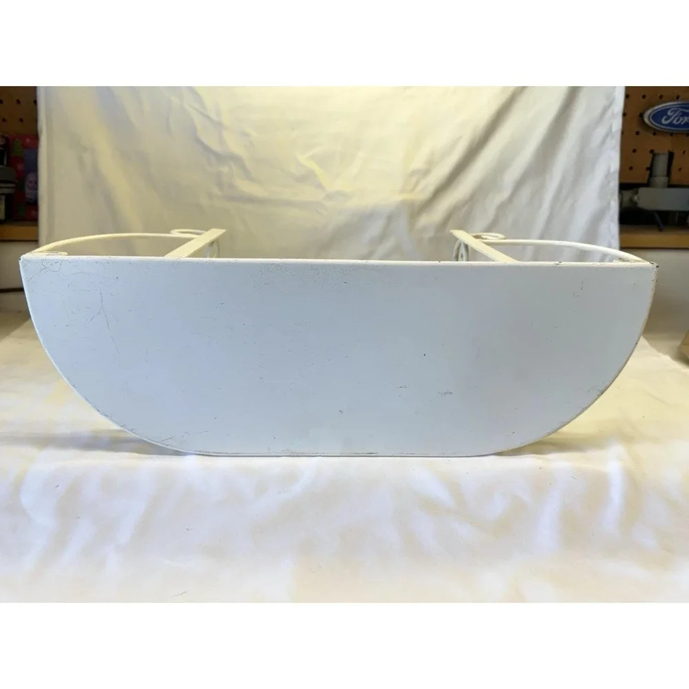 Vintage Wall Shelf White Metal Ornate Victorian Scalloped Edge